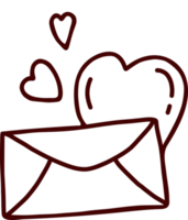 carta de amor con corazones. Dibujo a mano. garabatear png