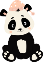 carino panda nel berretto da notte png