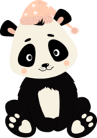 Cute panda in nightcap png