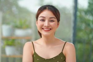 Portrait of gorgeous woman at home photo