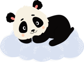 Cute panda on cloud png
