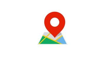 imágenes animadas del pin del localizador y el icono del mapa. adecuado para elemento de aplicación de mapa, marcador de ubicación de lugar y animación de guía de destino. video