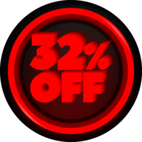 TAG 32 PERCENT DISCOUNT BUTTON BLACK FRIDAY PROMOTION FOR BIG SALES png