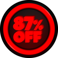 TAG 87 PERCENT DISCOUNT BUTTON BLACK FRIDAY PROMOTION FOR BIG SALES png