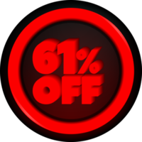 TAG 61 PERCENT DISCOUNT BUTTON BLACK FRIDAY PROMOTION FOR BIG SALES png