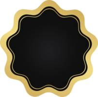 distintivo preto e dourado do círculo ondulado png