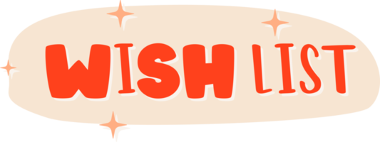 Wish List. cute Sticker text with twinkle star png