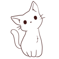 gato desenho animado animal rabisco anime kawaii página para colorir ilustração fofa personagem de clip art png