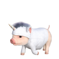 renderização 3d de porco bonito png