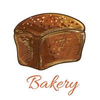 Bread loaf sketch icon for bakery shop vector