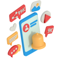 3d illustration of Online Chat Notification in phone png