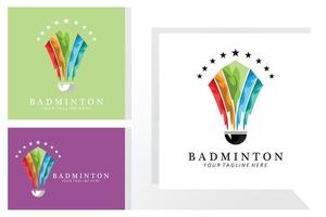 diseño de logotipo de bádminton, icono de vector para competiciones de atletismo