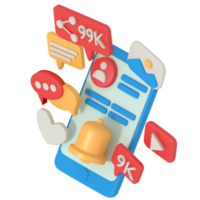 3d illustration of Online Chat Notification in phone png