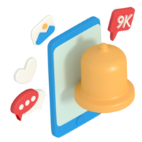 3d illustration of Online Chat Notification in phone png