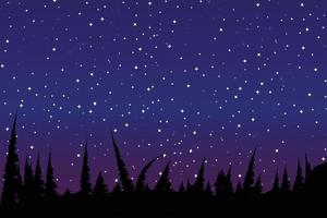 vector de fondo de vía láctea. vista nocturna con muchas estrellas y shilouette tres