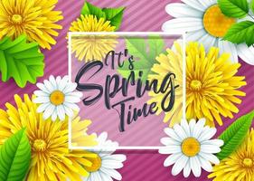 Spring background with several flower wreath. vector illustration