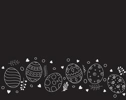 Doodle of easter eggs set collection on black background vector