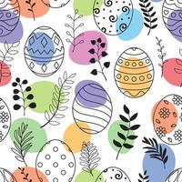 Doodle of easter eggs set collection with ornaments and colored eggs on white background vector