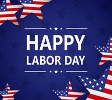 Happy Labor Day holiday banner with golden stars. United States national flag vector