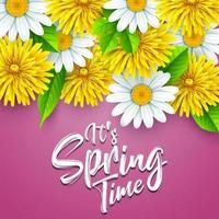 Spring background with several flower wreath. vector illustration