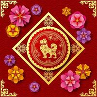 Happy Chinese New Year card with Chinese Translation, year of the dog vector