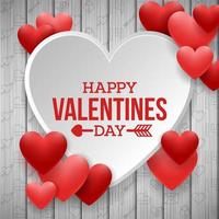Happy valentines day background with red heart vector
