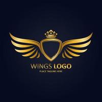 Winged shield icon and logo. vector illustration