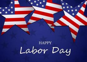 Happy Labor Day holiday banner with golden stars. United States national flag vector