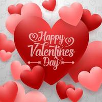 Happy valentines day background with red heart vector