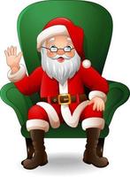 Cartoon santa claus sitting in green armchair on a white background vector