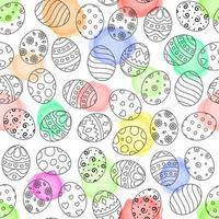 Doodle of easter eggs set collection with ornaments and colored eggs on white background vector