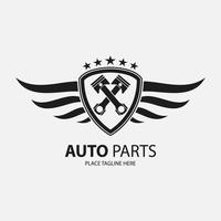 Auto parts icon and winged wheel. vector illustration