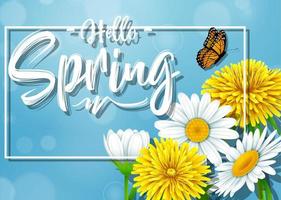 Spring background with several flower wreath. vector illustration