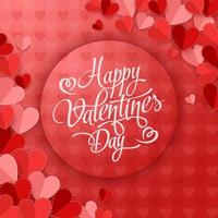 Valentines day greeting card with hearts on red background vector