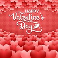 Valentines day greeting card with hearts on red background vector