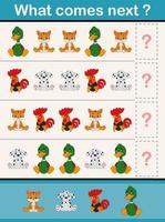 What comes next educational activity game for preschool children with animals vector