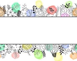 Doodle of easter eggs set collection with ornaments and colored eggs on white background vector