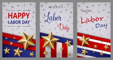 Happy Labor Day holiday banner with golden stars. United States national flag vector