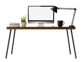 Computer desk on a white background vector