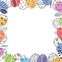 Doodle of easter eggs set collection with ornaments and colored eggs on white background vector