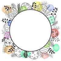 Doodle of easter eggs set collection with ornaments and colored eggs on white background vector