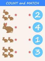 PrintCount and match rabbit cartoon. Math educational game for children vector