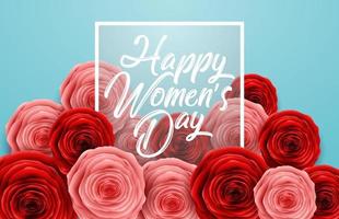 International Happy Women's Day. Square Frame Luxury for space for text on blue background vector