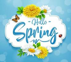 Spring background with several flower wreath. vector illustration