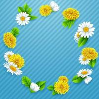 Spring background with several flower wreath. vector illustration