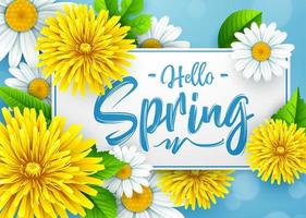 Spring background with several flower wreath. vector illustration