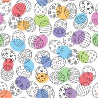 Doodle of easter eggs set collection with ornaments and colored eggs on white background vector