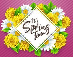 Spring background with several flower wreath. vector illustration