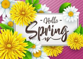 Spring background with several flower wreath. vector illustration