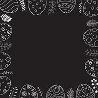 Doodle of easter eggs set collection on black background vector